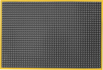 ESD Anti-Fatigue Floor Mat with 2,5 cm Yellow Bevel | Infinity Bubble ESD | Black | 60 x 120 cm | Grounding Cord + Snap (15')